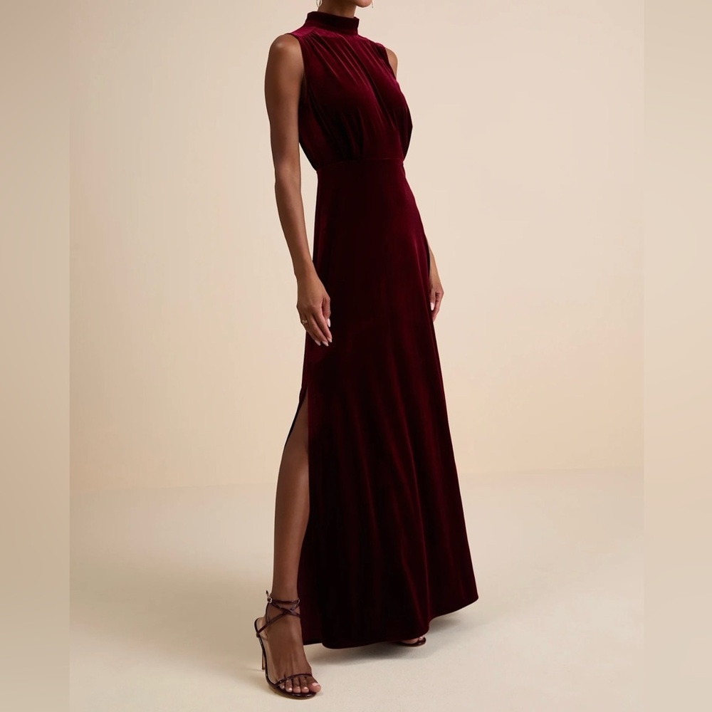 Lulu's Deep Red Sleeveless Maxi Dress